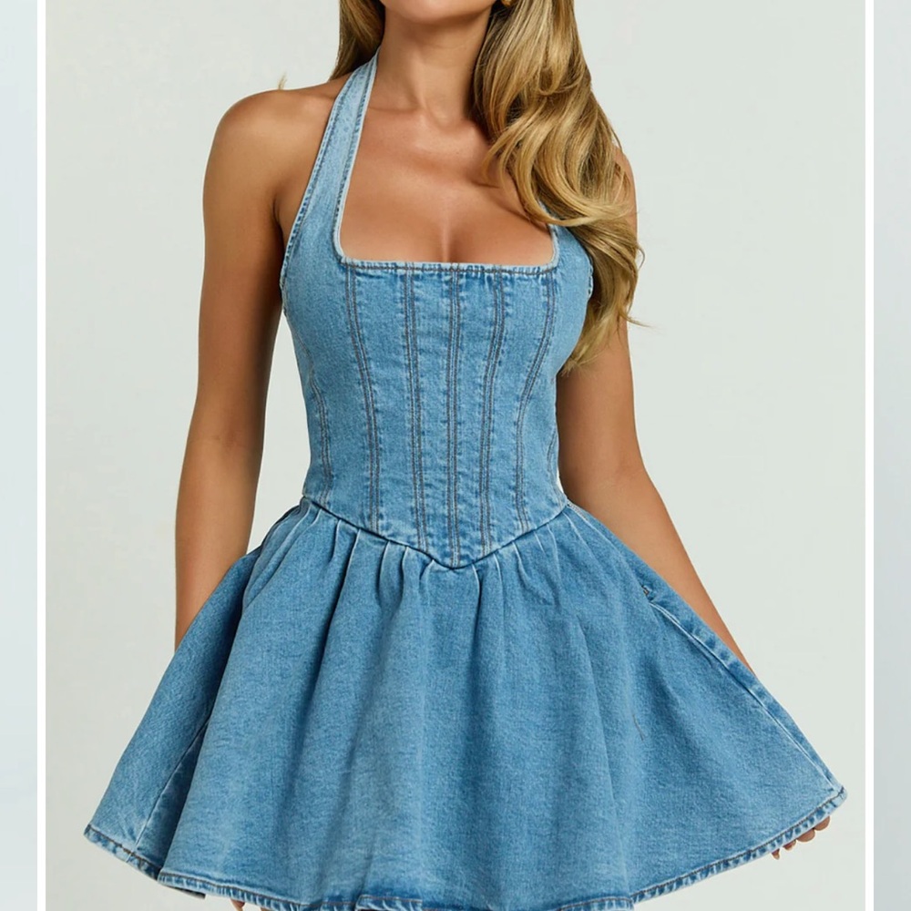 Showpo Blue Denim Corset Dress
